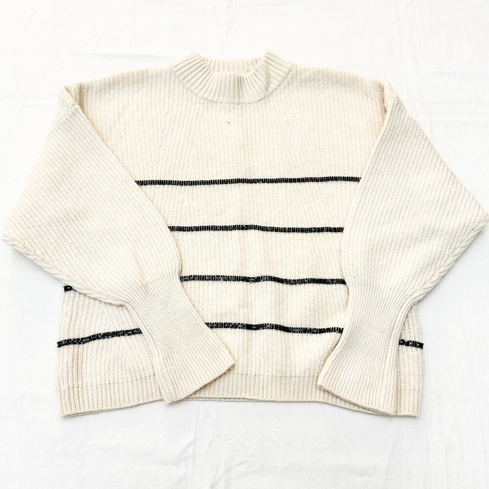 The Kooples Wool Long Sleeve Sweater Black Studded Trim Size 3 L